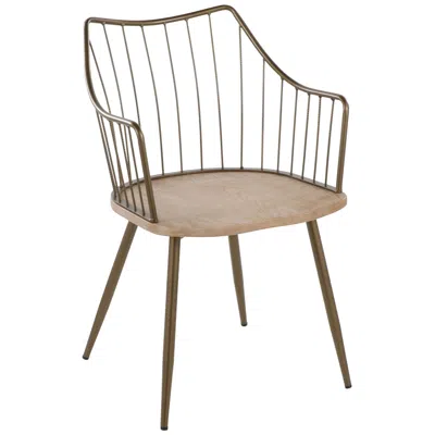 Lumisource Winston Chair In Antique Copper Metal And Whitewashed Wood By  In Multi