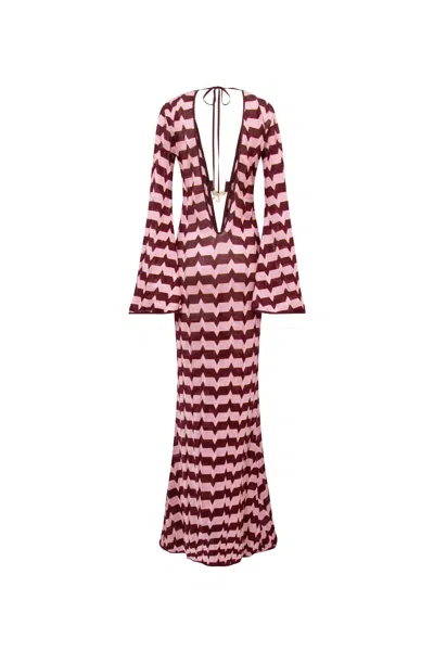 Luna B Women's Jerina Dress Burgundy & Pink In Red