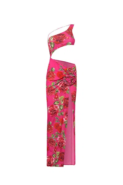 Luna B Women's Pink / Purple Flame Dress Printed Fuchsia In Pink/purple