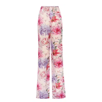 Luna B Women's Pink / Purple Rhea Pants Floral Pink In Pink/purple