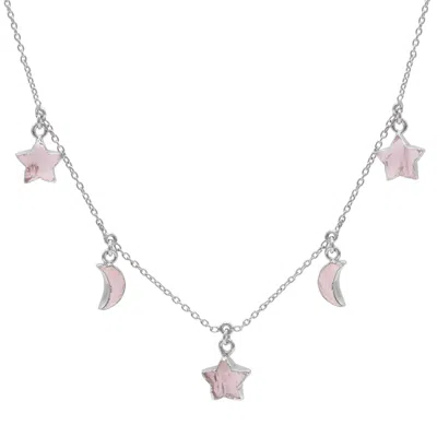 Luna Charles Women's Adela Rose Quartz Star & Moon Charm Necklace In Silver