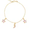 Luna Charles Women's Amelia Rose Quartz Star & Moon Charm Bracelet In Gold