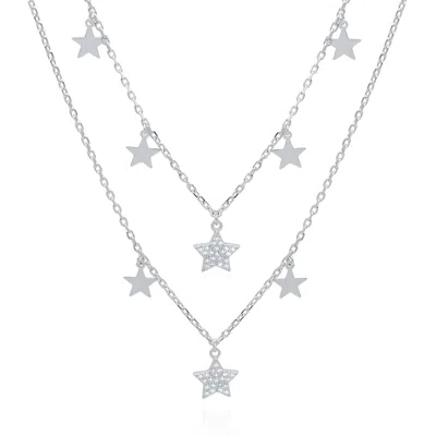 Luna Charles Women's Blake Double Row Star Necklace In Silver