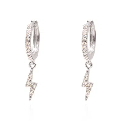 Luna Charles Women's Bridget Lightning Huggie Hoop Earrings In Silver