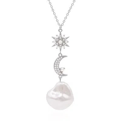 Luna Charles Women's Bronte Pearl Drop Necklace In Silver