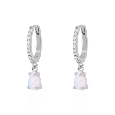 Luna Charles Women's Eva Opal Charm Drop Huggies In Silver