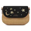 Luna Charles Women's Gold / Black Elena Star Studded Rattan Handbag - Black & Gold