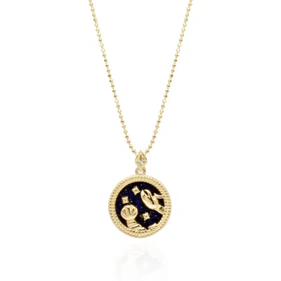 Luna Charles Women's Gold / Blue Asta Zodiac Star Sign Necklace - Blue Sandstone Gold Plated Cancer In Multi