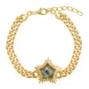 Luna Charles Women's Gold / Green Willa Labradorite Spiky Star Bracelet