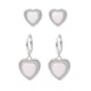 Luna Charles Women's Gold Opal Heart Earring Gift Set - Huggie Hoops & Stud Earrings - Sterling Silver
