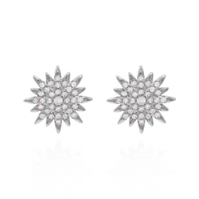 Luna Charles Women's Gold Rhea Starburst Stud Earrings Sterling Silver