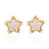 Luna Charles Women's Gold / White Felicity Moonstone Spiky Star Stud Earrings