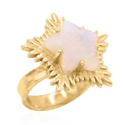 Luna Charles Women's Gold / White Gigi Moonstone Spiky Star Ring