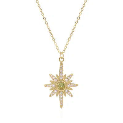 Luna Charles Women's Green / Yellow Heidi North Star Birthstone Necklace Gold Plated August In Multi