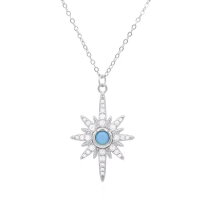 Luna Charles Women's Heidi North Star Birthstone Necklace Silver December