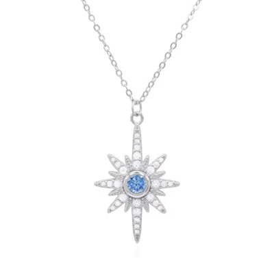 Luna Charles Women's Heidi North Star Birthstone Necklace Silver March