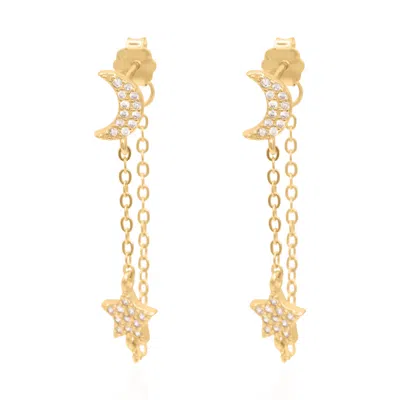 Luna Charles Women's Imogen Moon & Star Drop Chain Earrings