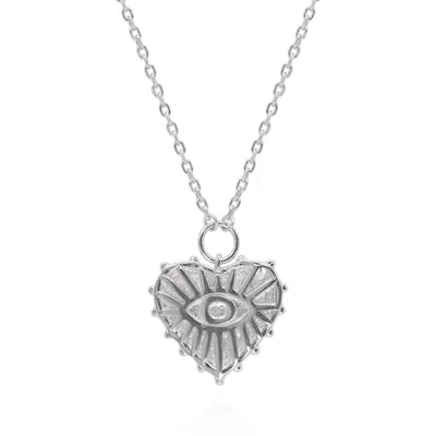 Luna Charles Women's Ines Heart Eye Pendant Necklace In Silver