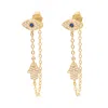 Luna Charles Women's Iris Evil Eye Chain Drop Earrings Gold Plated