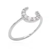 Luna Charles Women's Isabel Crescent Moon Crystal Ring Sterling Silver In Silver