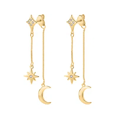 Luna Charles Women's Karita Moon & Star Double Chain Earrings In Gold