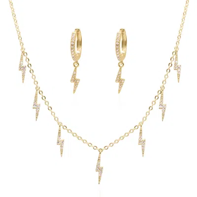 Luna Charles Women's Lightning Bolt Gift Set - Earrings & Necklace - Gold Plated