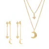 Luna Charles Women's Moon & Star Layering Gift Set - Necklace & Earrings - Gold Plated