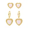 Luna Charles Women's Opal Heart Earring Gift Set - Huggie Hoops & Stud Earrings - Gold Plated