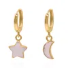 Luna Charles Women's Pink / Gold Joni Rose Quartz Star & Moon Charm Huggies In Multi