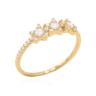 Luna Charles Women's Rosalie Three Star Crystal Ring Gold Plated