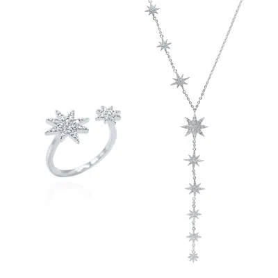 Luna Charles Women's Sparkling Star Gift Set - Necklace & Ring - Sterling Silver