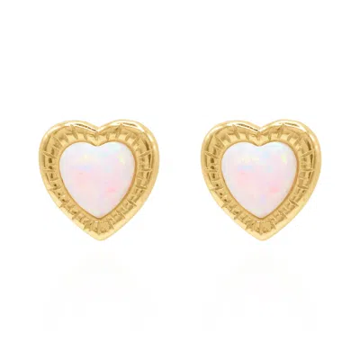 Luna Charles Women's Suki Opal Heart Studs In Gold