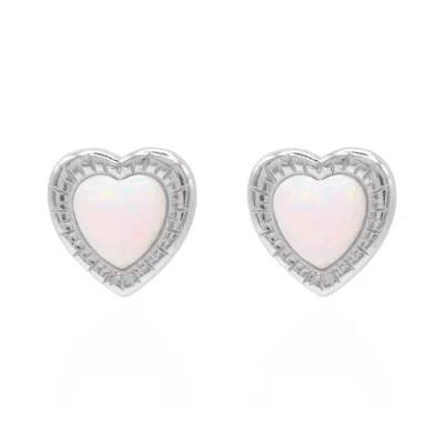 Luna Charles Women's Suki Opal Heart Studs In Silver