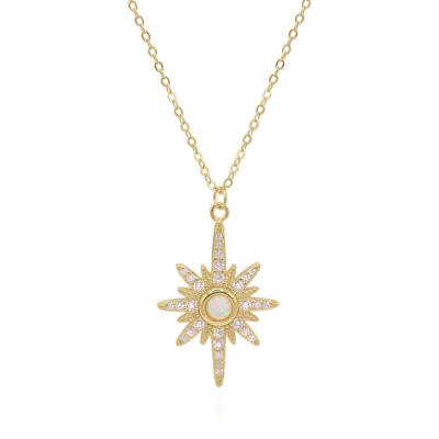 Luna Charles Women's White Heidi North Star Birthstone Necklace Gold Plated October