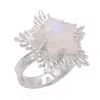 Luna Charles Women's White / Silver Gigi Moonstone Spiky Star Ring