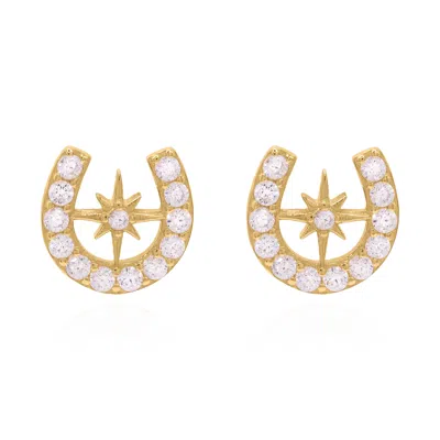 Luna Charles Women's Zada Horseshoe Star Stud Earrings - Gold Plated