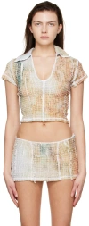 Luna Del Pinal Multicolor Stretch Weave Polo In Multi