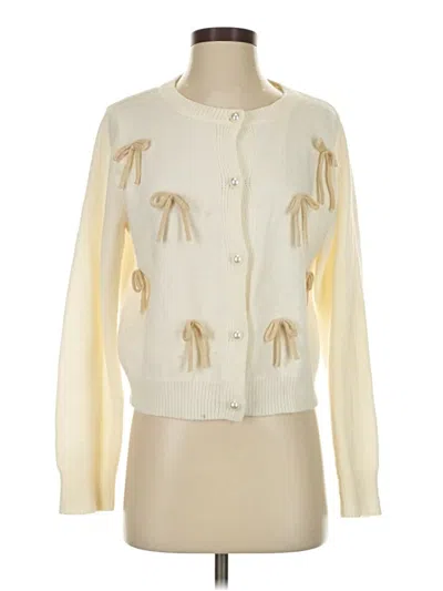 Pre-owned Luna Ivy Cardigan Sweater In White