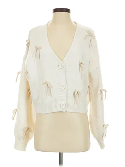 Pre-owned Luna Ivy Cardigan Sweater In White