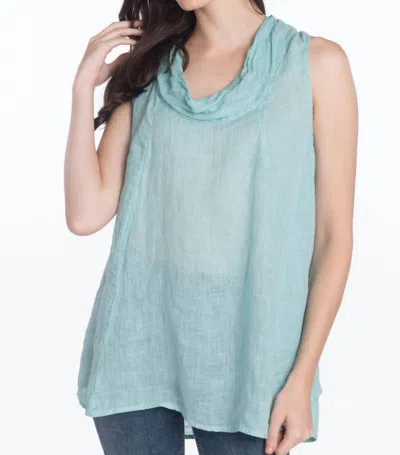 Luna Luz Sleeveless Cowl Neck Top In Aqua In Green