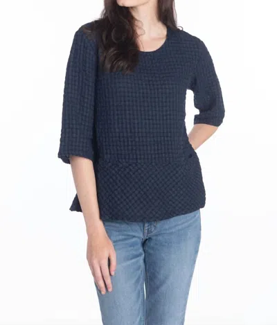 Luna Luz Women's Rouching Top In Black In Blue