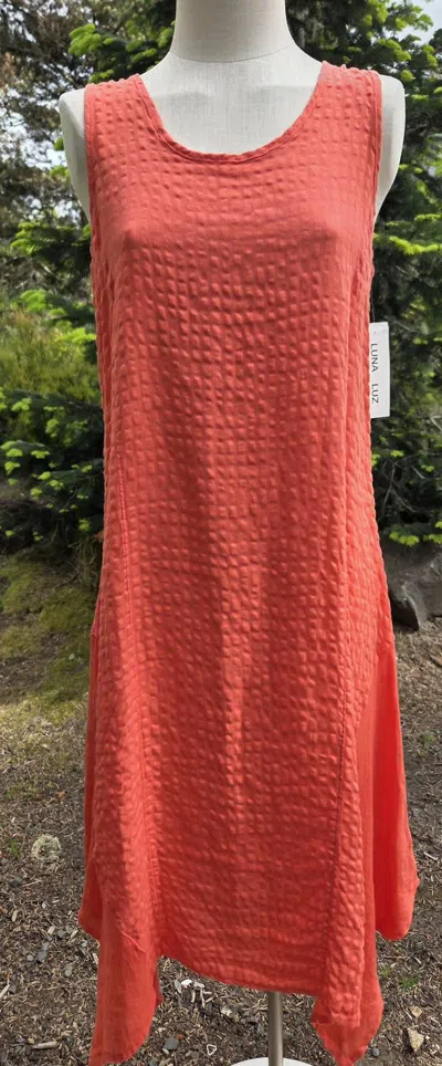 Luna Luz Women's Seersucker Linen Sundress In Coral In Red