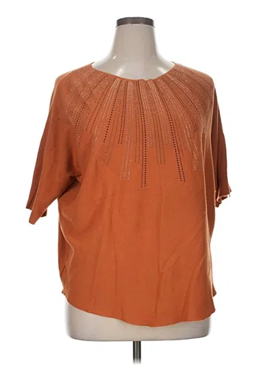 Pre-owned Luna Short Sleeve Top Orange Keyhole Neckline Tops