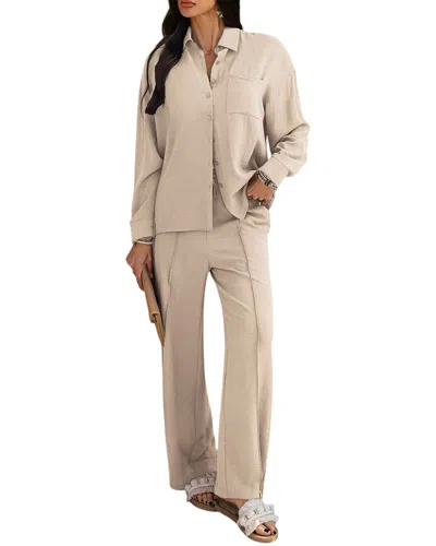 Luna Tuccini 2pc Shirt & Pant Set In Neutral