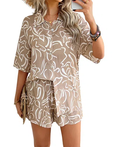 Luna Tuccini 2pc Shirt & Short Set In Brown