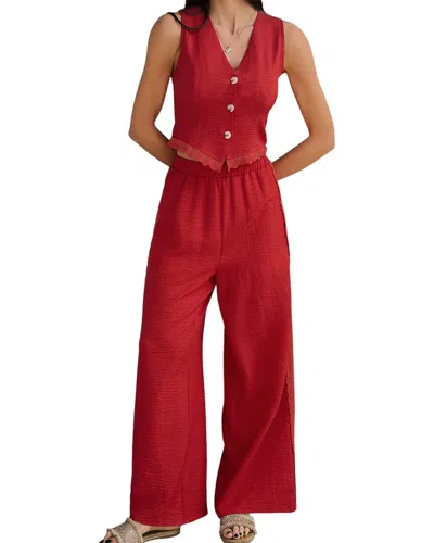 Luna Tuccini 2pc Vest & Pant Set In Red