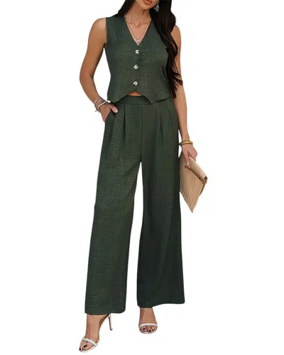 Luna Tuccini 2pc Vest & Pant Set In Green