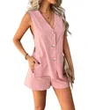 Luna Tuccini 2pc Vest & Short Set In Pink