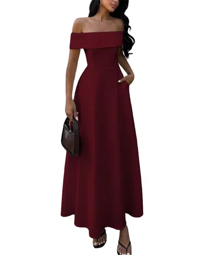 Luna Tuccini Off-the-shoulder Maxi Dress In Burgundy