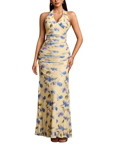 Luna Tuccini Printed Sleeveless Maxi Dress In Apricot